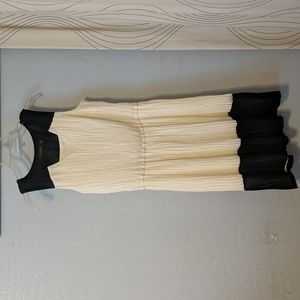 The Limited white and black pleated dress